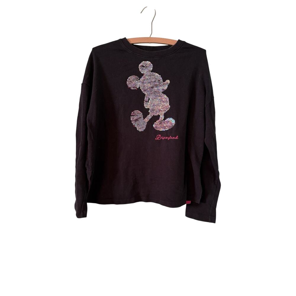 Disney Parks Mickey Mouse CH Small Reversible Sequin Black Sweatshirt Disneyland